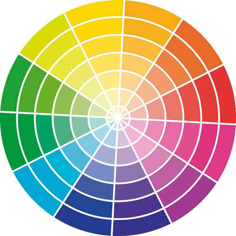 Disco de colorimetria avançada com cores para cabelo e maquiagem combinando tendência monocromática e colorida