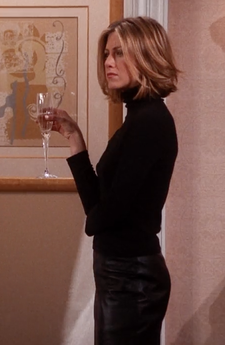 Imagem da atriz Jennifer Aniston no seriado Friends, na década de 1990, com um corte curto, chamado long bob